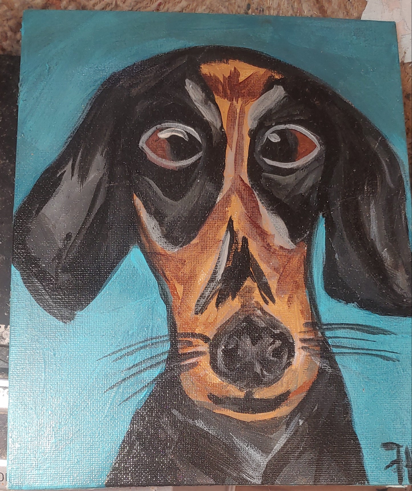 big  sale Was $20 now $10 ...dachshund dog doxie weiner dog painting 8 x 10 inches on canvas