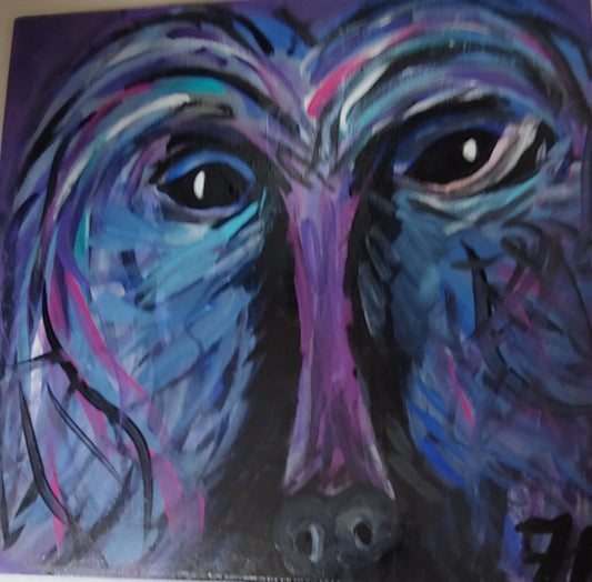 big sale was $40 now $15 blue and purple afghan hound face colorful dog pet portraitw