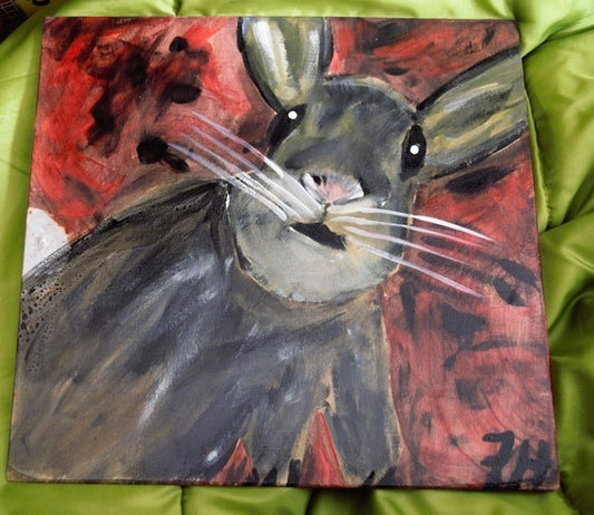 big sale was $40 now $15 Bunny Painting-pink rabbit