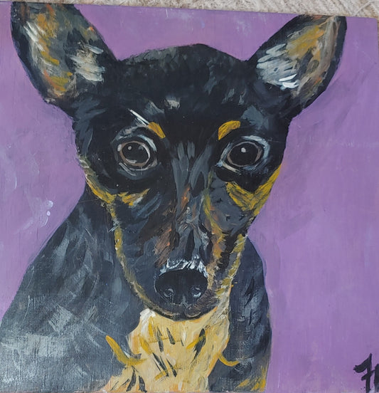 big sale was $40 now $15 Chihuahua black and tan Painting