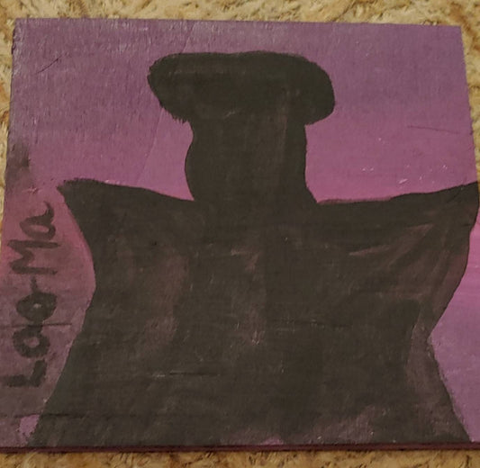 Silhouette of Lao ma from xena warrior princess tv show Acrylic 4.5 inches by 4.5 inches on wooden board one of a series
