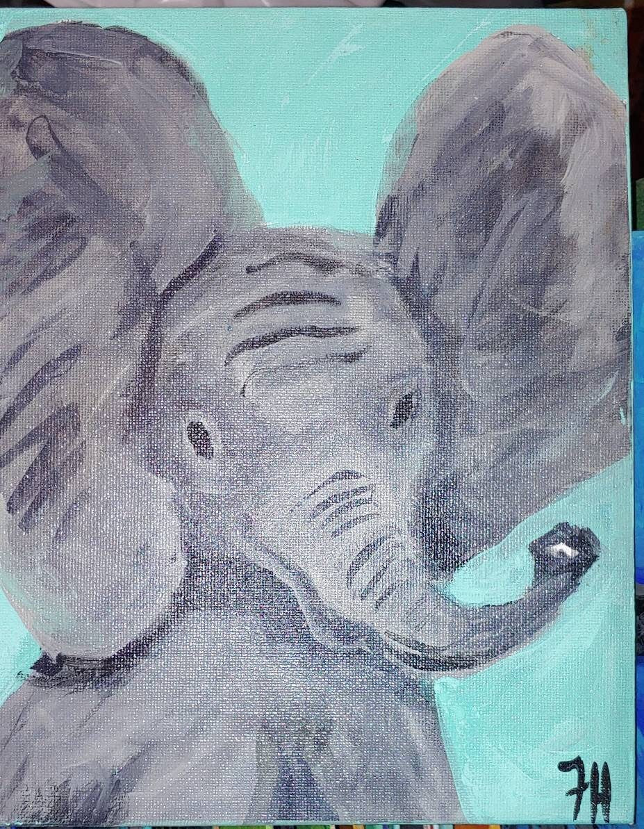 big sale was $25 now $15 Elephant painting 8 x 10 inches on canvas