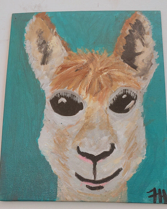 big sale was $25 now $15 cute  llama Painting  on canvas board
