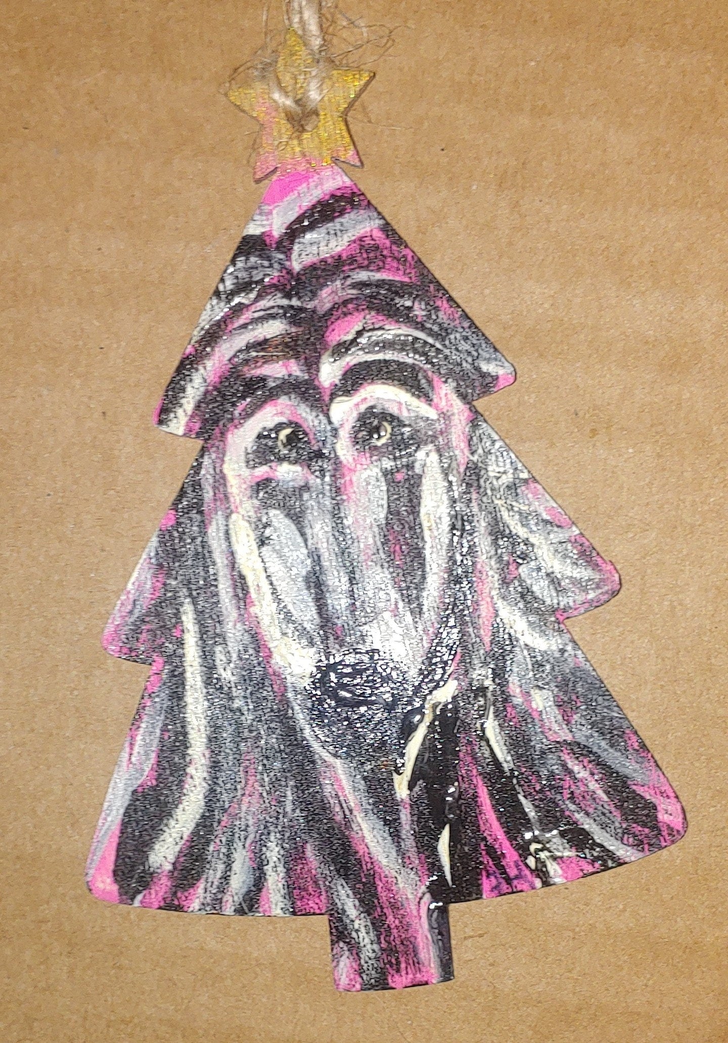 afghan hound grey dog handpainted one only christmas ornament