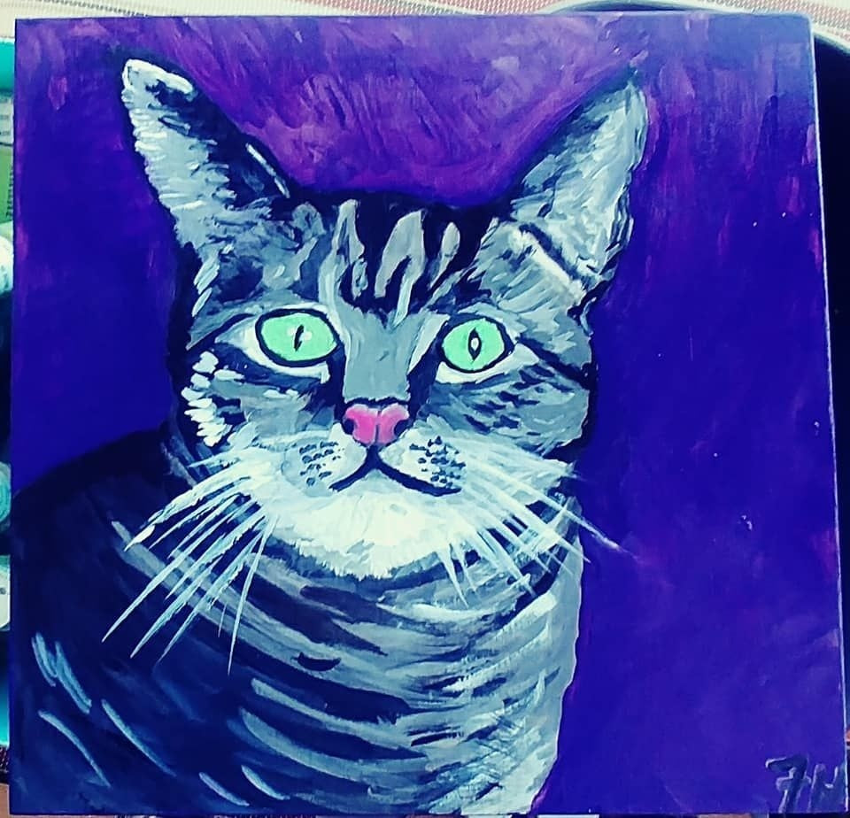 Pet portrait - hand painted  14 x 11 inch canvas panel one animal