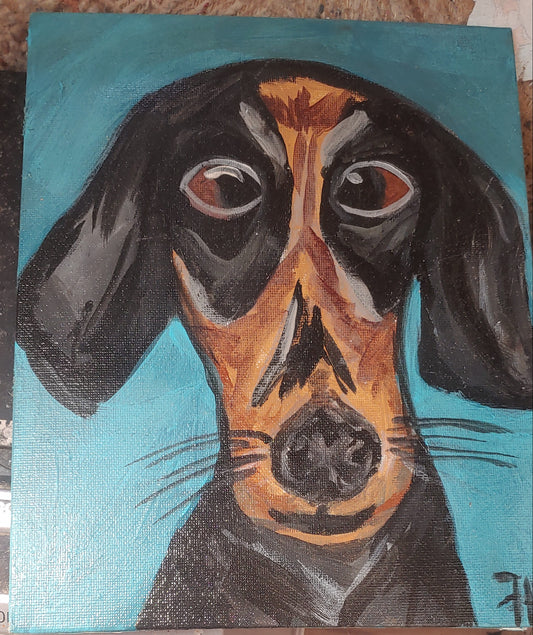 big  sale Was $20 now $10 ...dachshund dog doxie weiner dog painting 8 x 10 inches on canvas