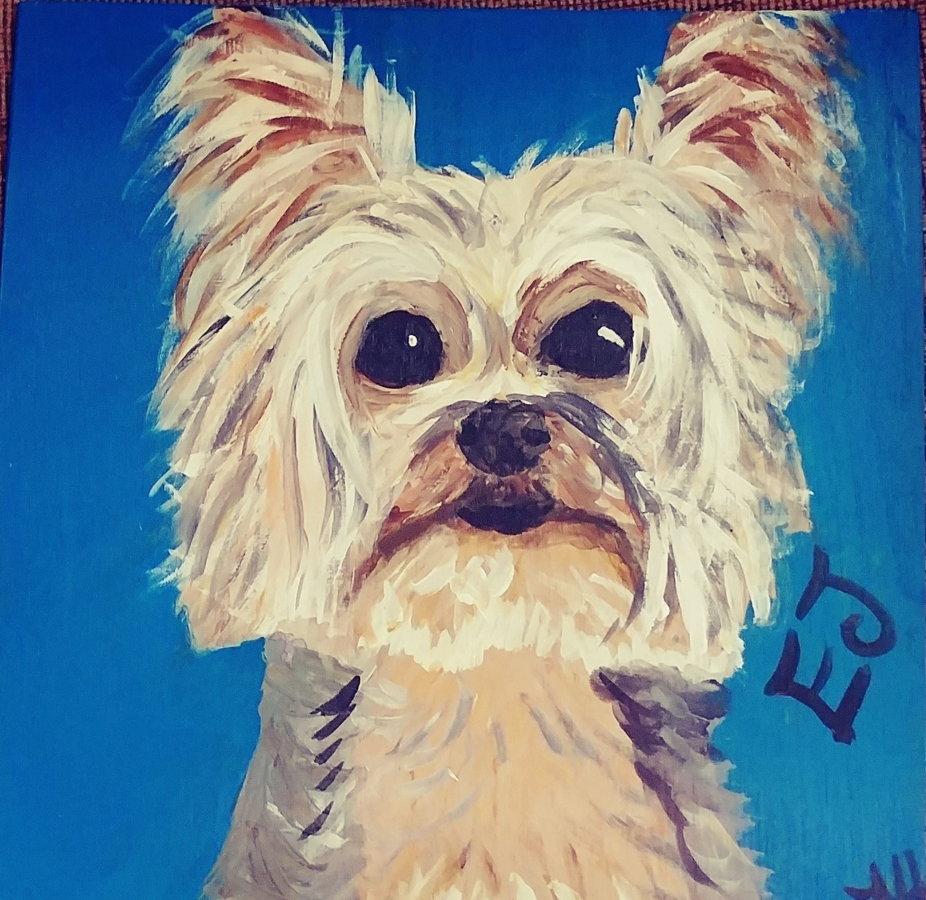 Pet portrait - hand painted 14 x 11 inch canvas panel two animals