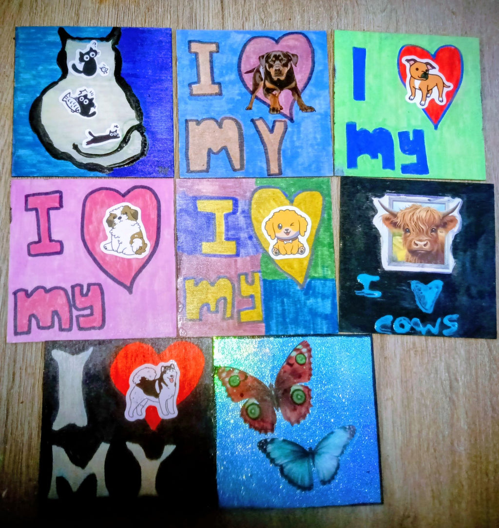4 x 4 inch paintings and pictures on wood