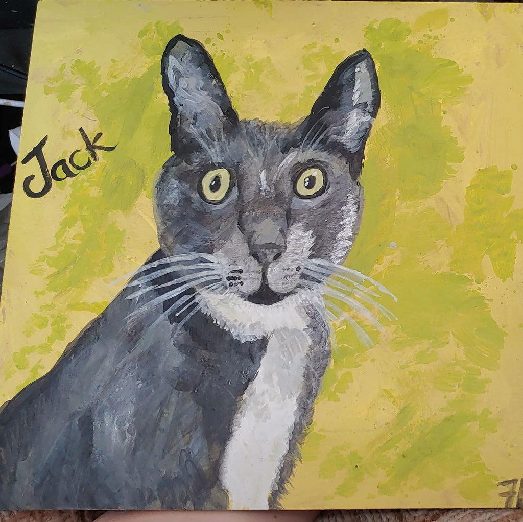 Pet portrait - hand painted  8 x 10 inch canvas panel one animal