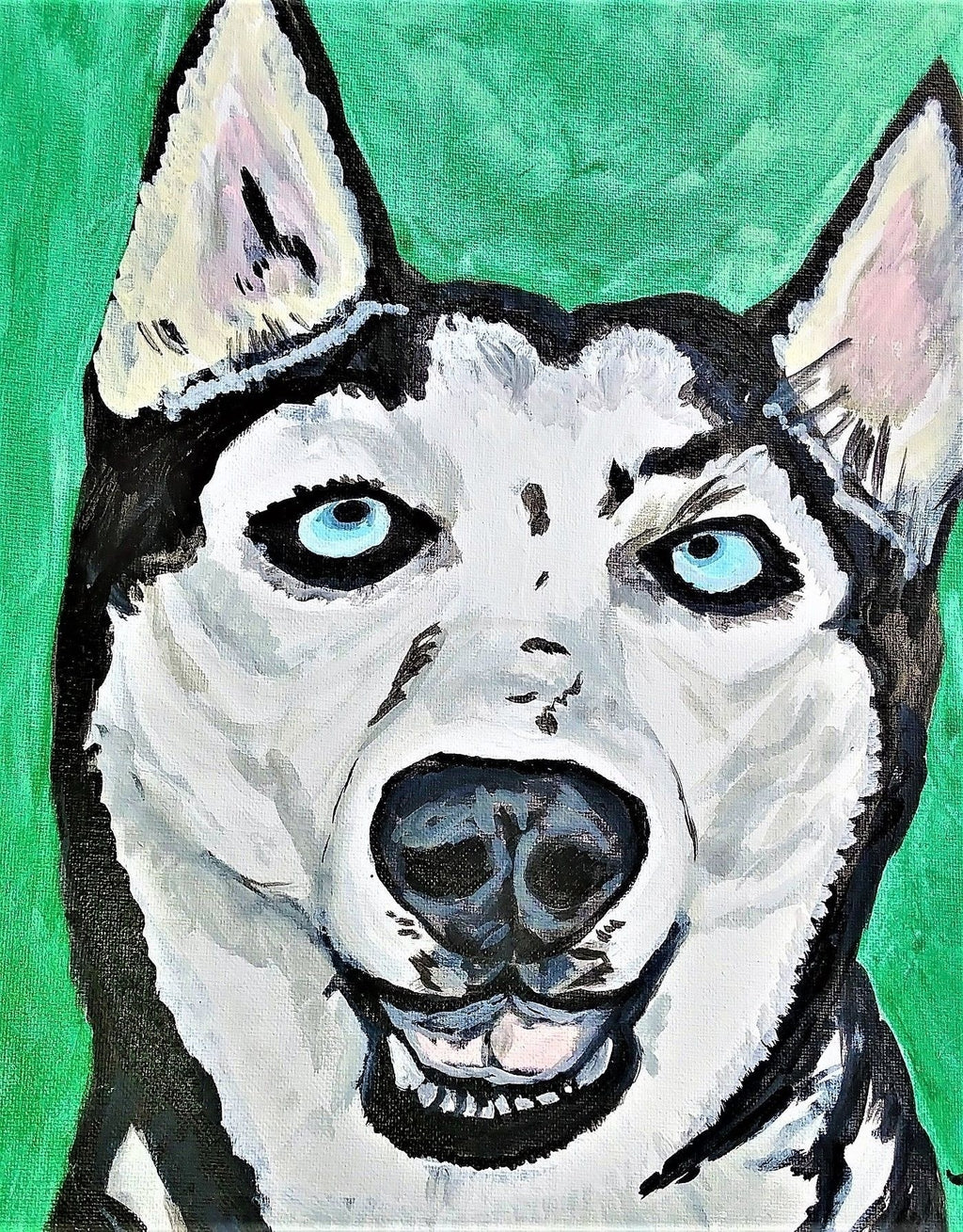 Pet portrait - hand painted  14 x 11 inch stretched canvas two animals