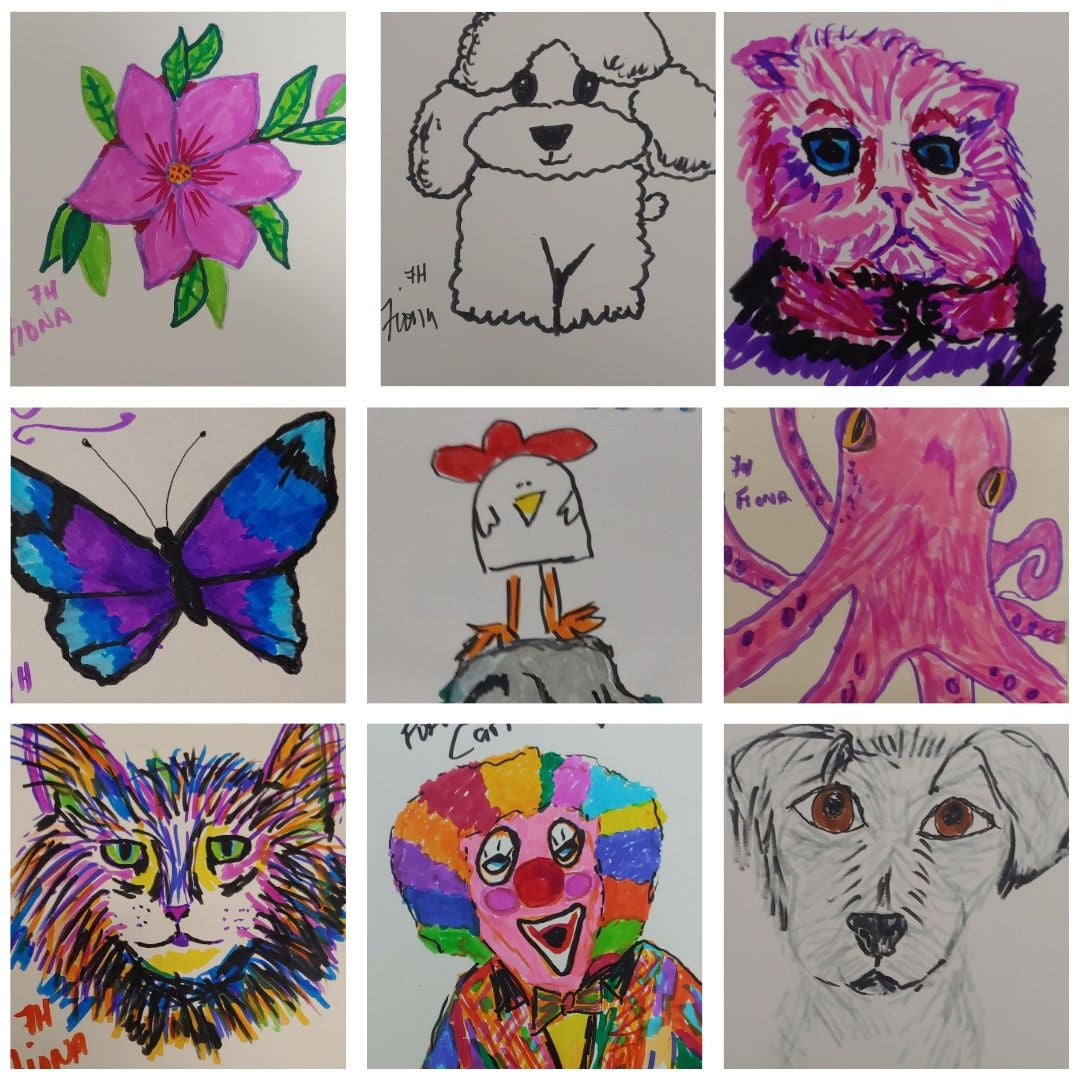 Simple Drawings or Cartoons on artist paper 10.5 inches x 7.5 inches