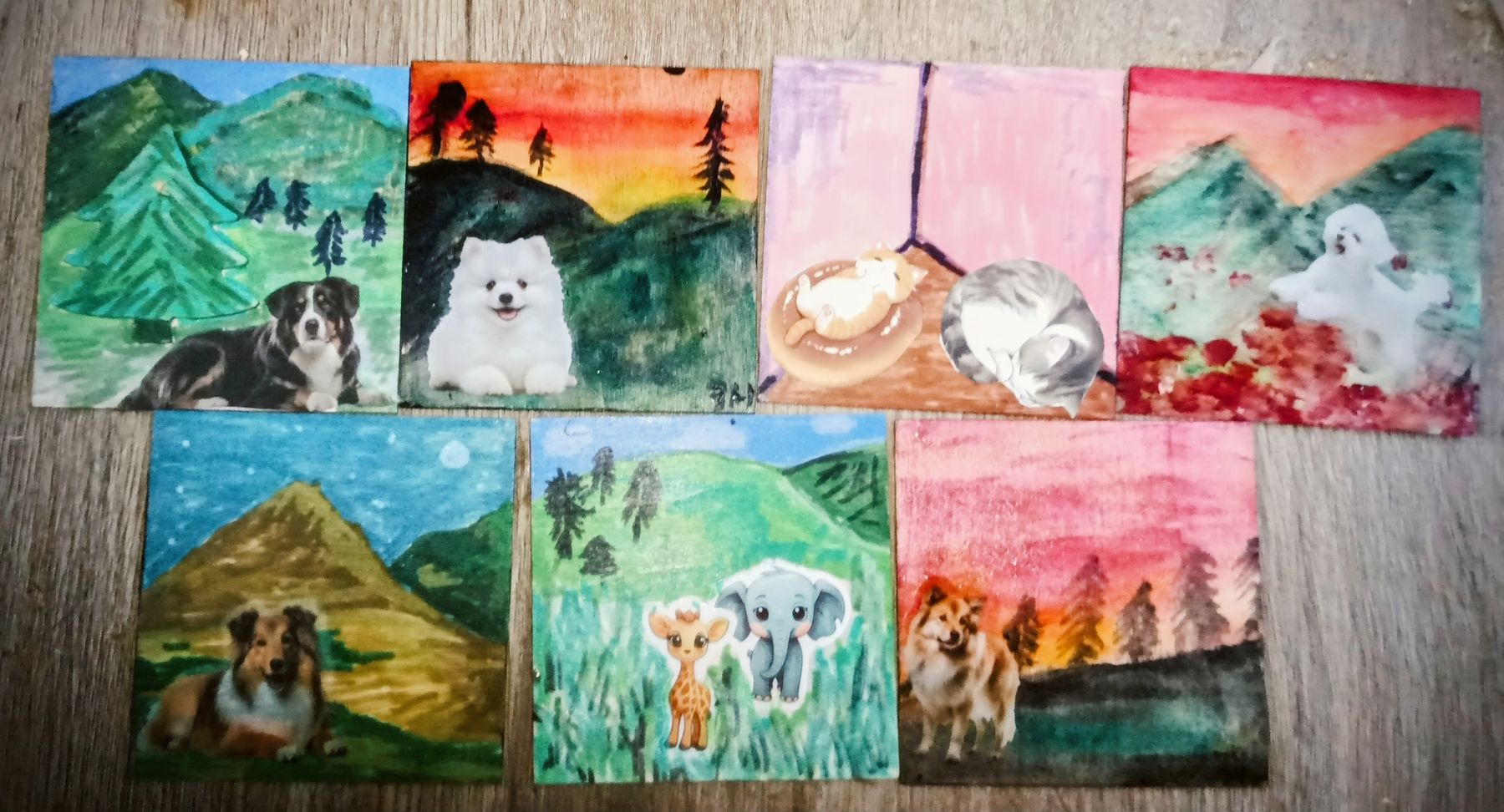 4 x 4 inch paintings and pictures on wood