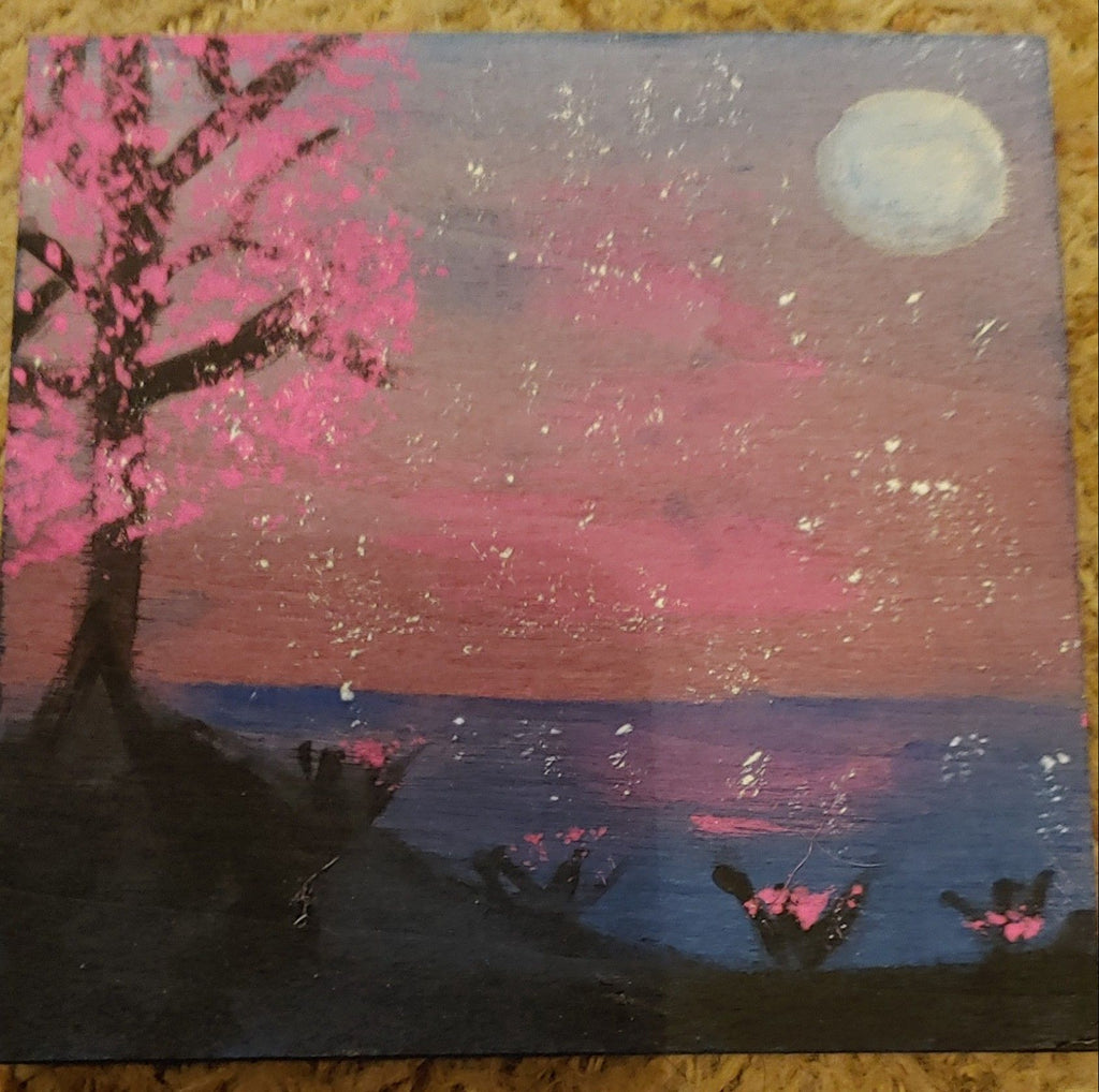 customized 4 x 4 inch landscape paintings/pictures on wood