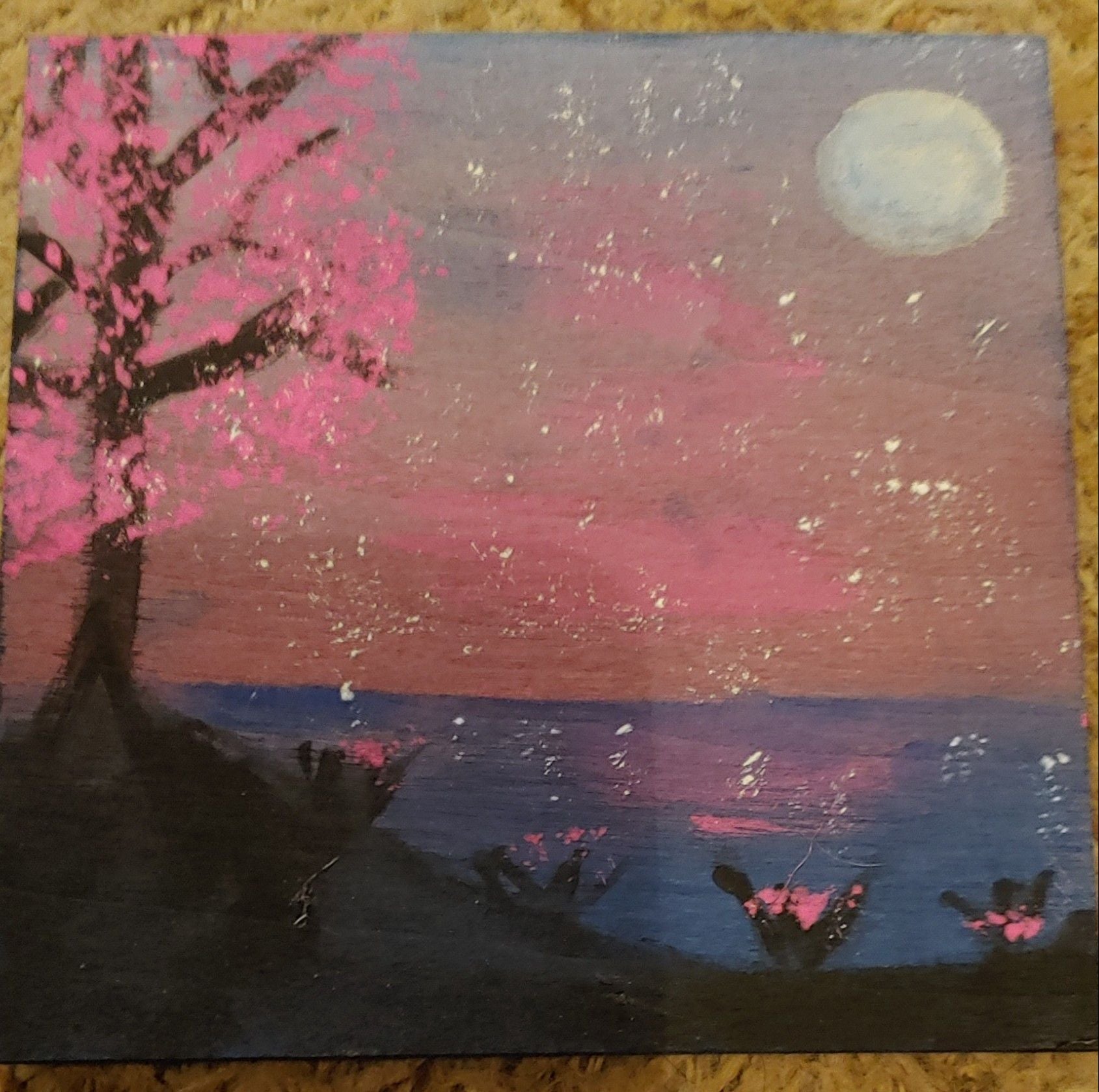 customized 4 x 4 inch landscape paintings/pictures on wood