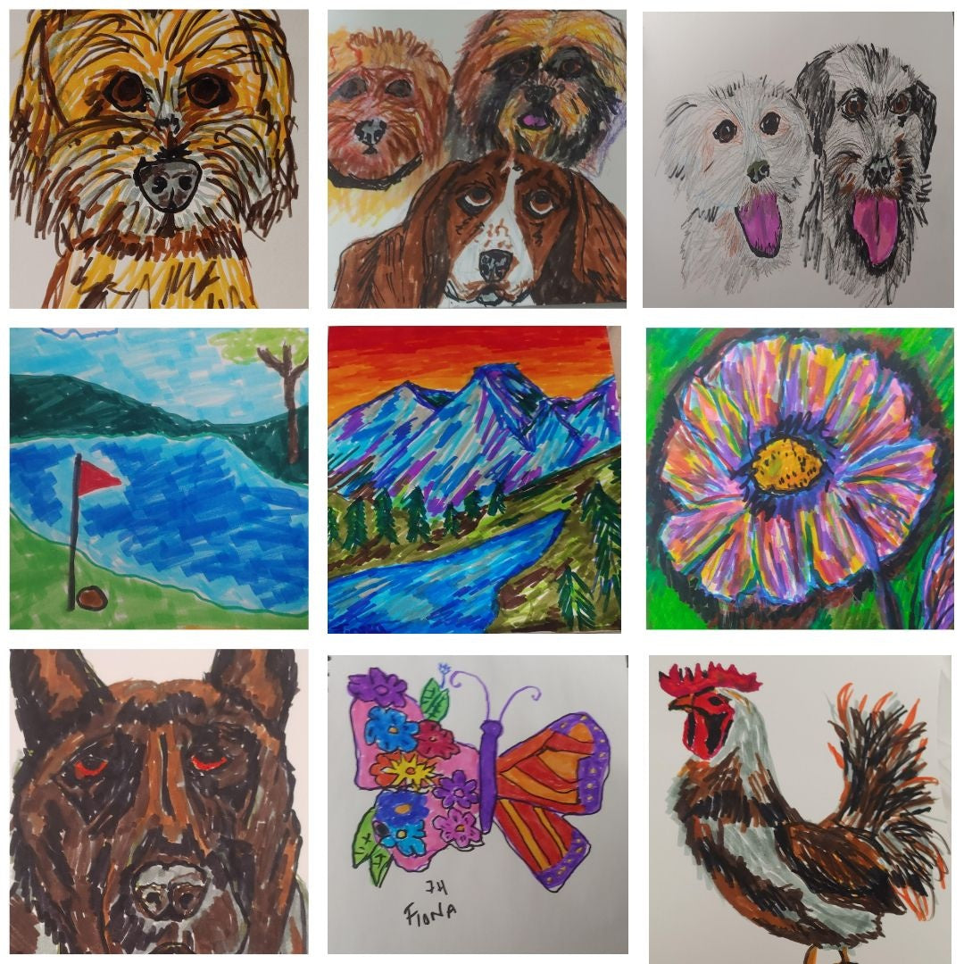 Detailed Drawings or Cartoons on artist paper 5.5 inches x 7.5 inches