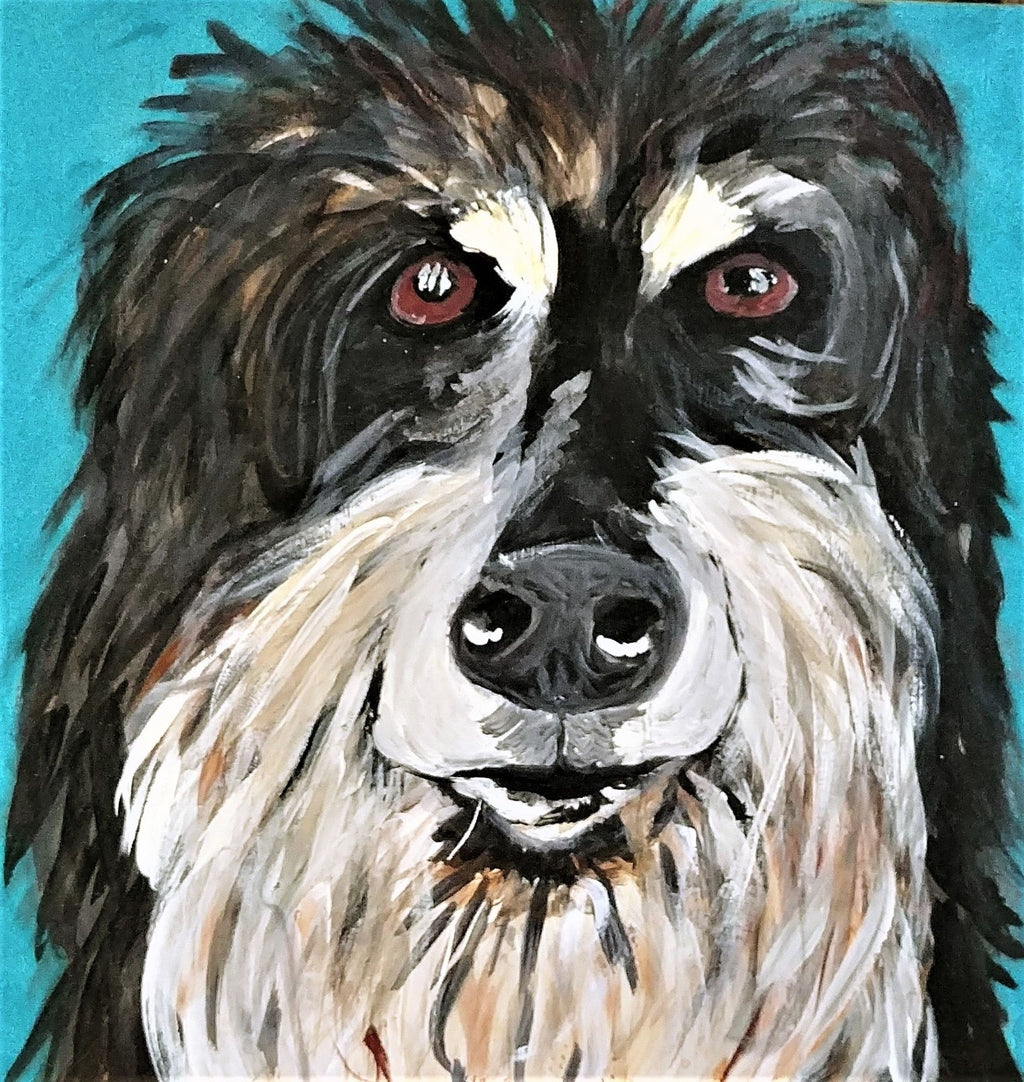 Pet portrait - hand painted  8 x 10 inch stretched canvas two animal