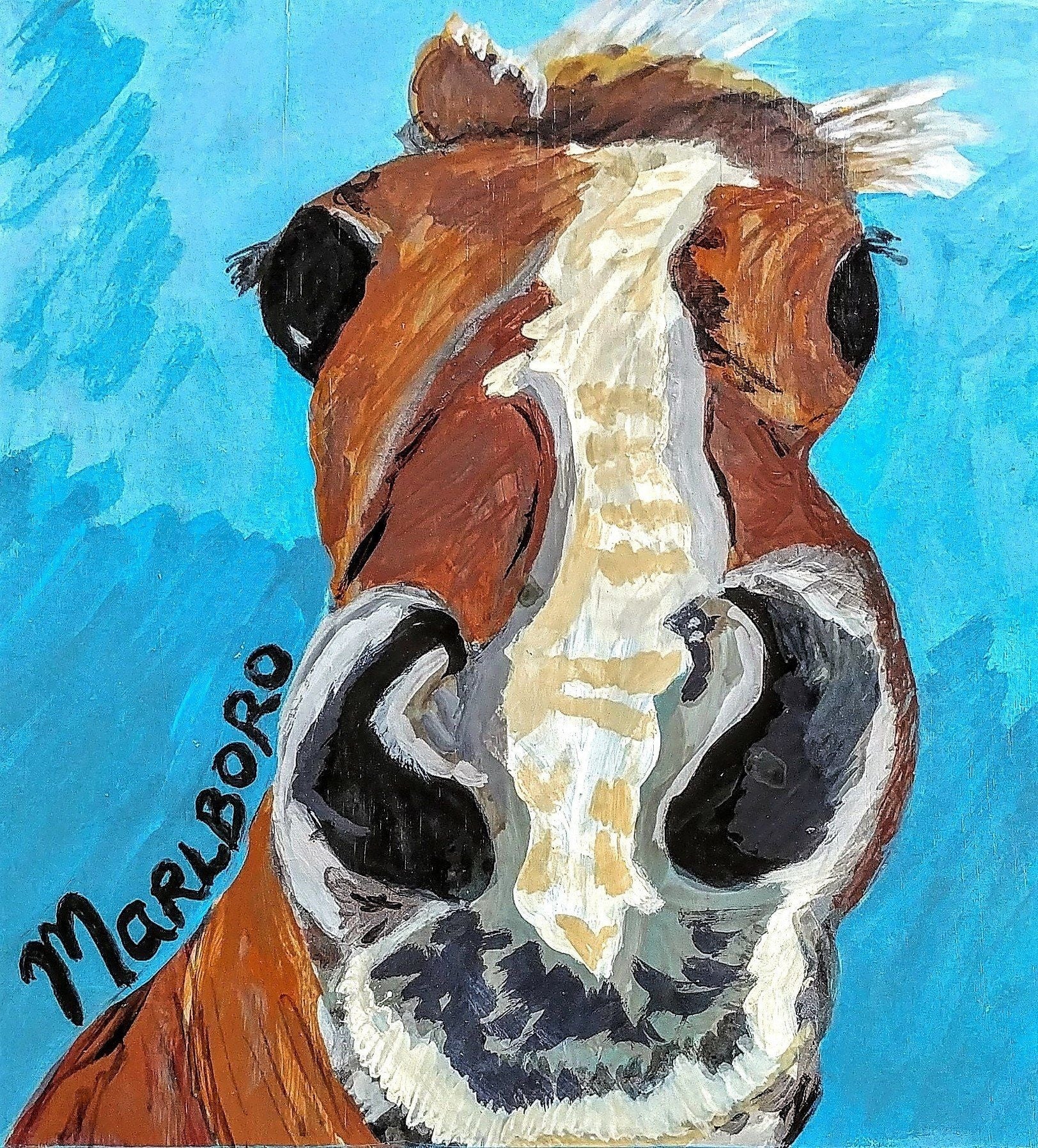 Pet portrait - hand painted  8 x 10 inch canvas panel two animals
